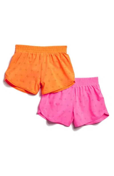 Yogalicious Kids' 2-pack Running Shorts In Sugar Plum/ Orange Pop