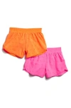 Yogalicious Kids' 2-pack Running Shorts In Sugar Plum/orange Pop