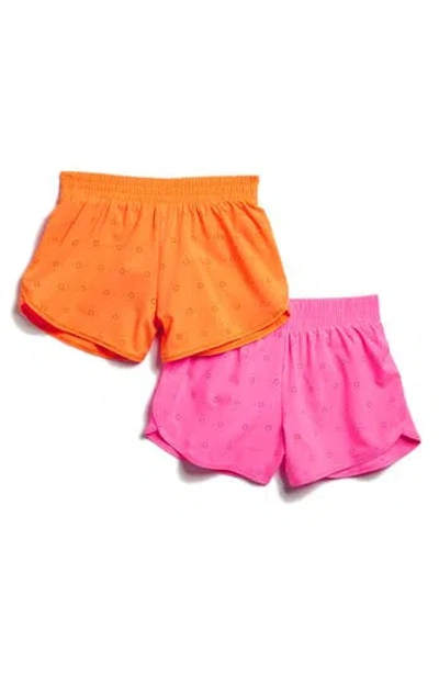 Yogalicious Kids' 2-pack Running Shorts In Sugar Plum/orange Pop