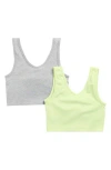 Yogalicious Kids' Addie 2-pack Support Crop Tank In Silver