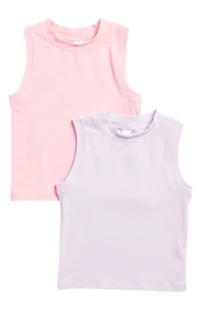 Yogalicious Kids' Airlite Melissa 2-pack Assorted Tanks In Pastel Lilac/cotton Candy
