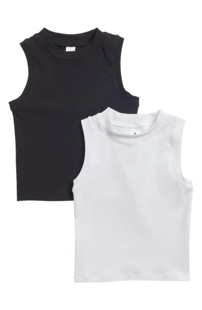 Yogalicious Kids' Airlite Melissa 2-pack Assorted Tanks In White/ Black