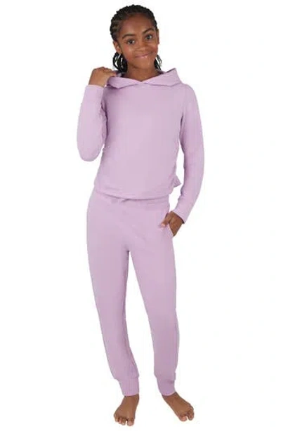Yogalicious Kids' Brushed Terry Hoodie & Joggers Set In Heather Fair Orchid