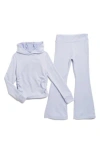 Yogalicious Kids' Cinched Hoodie & Flare Leggings Set In Blue Heron