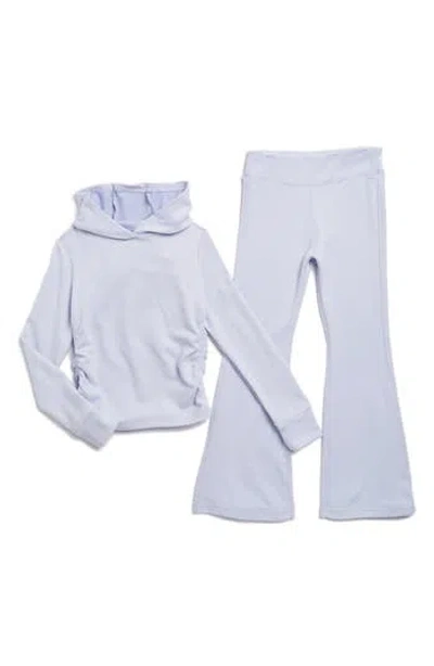 Yogalicious Kids' Cinched Hoodie & Flare Leggings Set In Blue Heron
