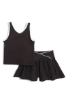 Yogalicious Kids' Contrast Binding Tank & Crossover Shorts Set In Black
