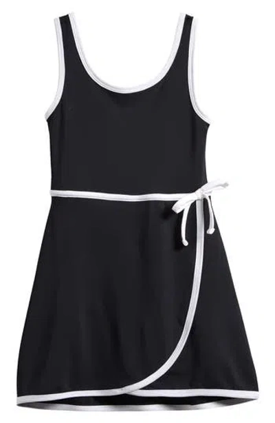 Yogalicious Kids' Contrast Wrap Dress In Black/white