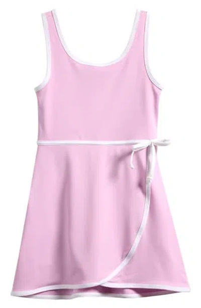 Yogalicious Kids' Contrast Wrap Dress In Pink Lavender/white