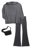 Yogalicious Kids' Hoodie, Flared Leggings & Bag Set In Gray
