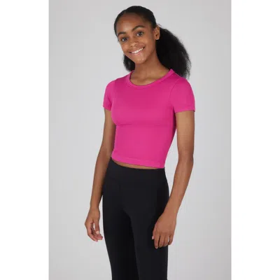Yogalicious Kids' Leighton Rib Seamless 3-pack Assorted Tops In Very Berry/heather Grey/black