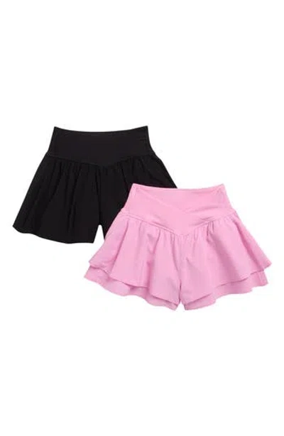 Yogalicious Kids' Lightstreme Tiered Shorts In Pink