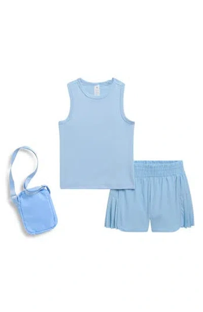 Yogalicious Kids' Lunatek Around Town Tank, Shorts & Crossbody Bag Set In Blue