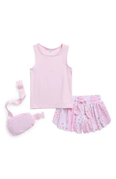 Yogalicious Kids' Lunatek Nicki Tank, Shorts & Belt Bag Set In Pink