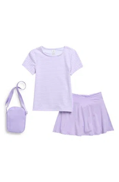 Yogalicious Kids' Lux Bloom T-shirt, Skirt & Crossbody Bag Set In Purple