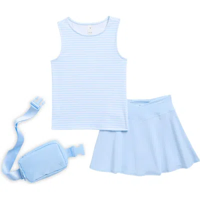 Yogalicious Kids' Lux Nicki Fitted Tank, Skirt & Belt Bag Set In Blue