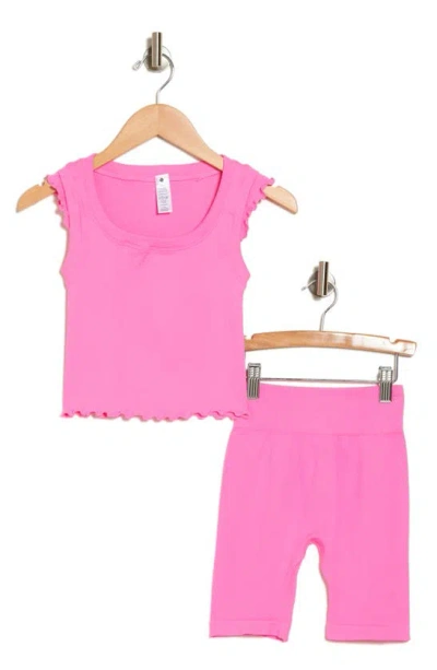 Yogalicious Kids' Rib Tank & Shorts Set In Pink