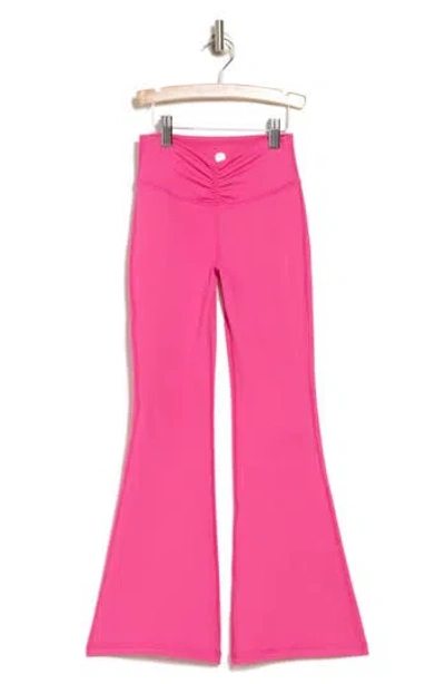 Yogalicious Kids' Ruched Flare Pants In Raspberry Rose