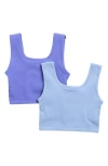 Yogalicious Kids' Seamless Bonnie 2-pack Assorted Cropped Tanks In Blue