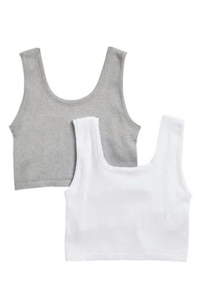 Yogalicious Kids' Seamless Bonnie 2-pack Assorted Tanks In Heather Grey/white