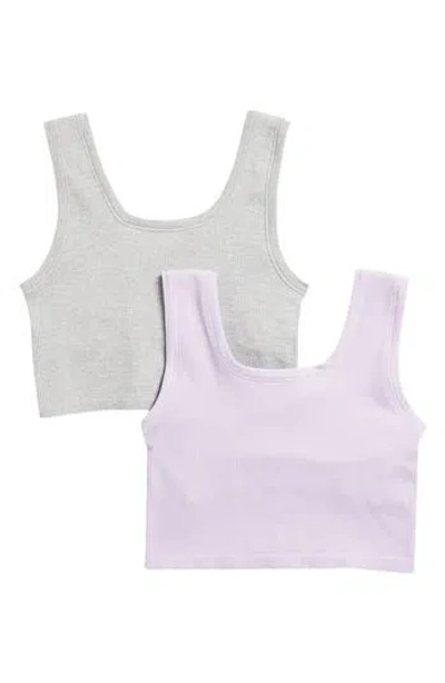 Yogalicious Kids' Seamless Bonnie 2-pack Assorted Tanks In Orchid Petal/grey