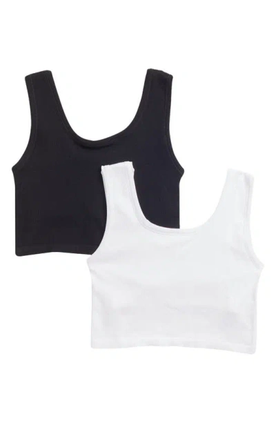 Yogalicious Kids' Seamless Bonnie 2-pack Assorted Tanks In White/ Black