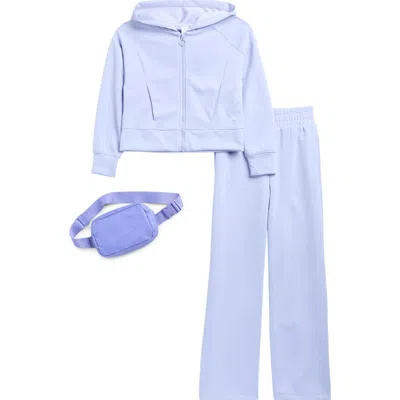 Yogalicious Kids' Softlite Zip Hoodie, Pants & Belt Bag Set In Blue