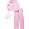 Yogalicious Kids' Softlite Zip Hoodie, Pants & Belt Bag Set In Pink