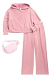 Yogalicious Kids' Softlite Zip Hoodie, Pants & Belt Bag Set In Pink