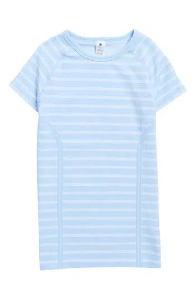 Yogalicious Kids' Stripe Seamless Crewneck T-shirt In Dutch Canal