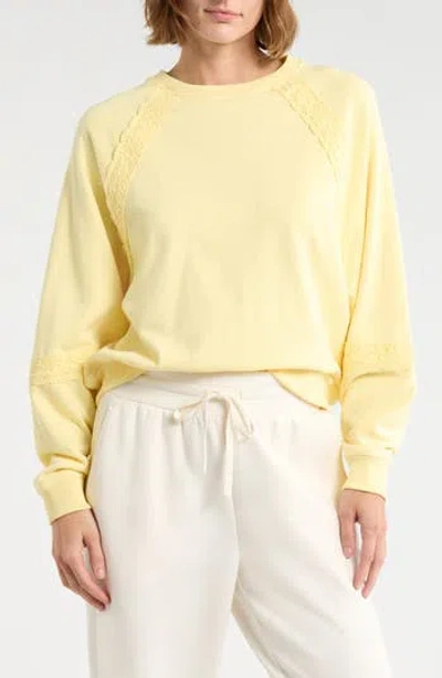 Yogalicious Lace Trim Crewneck Sweatshirt In Yellow