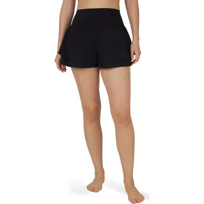 Yogalicious Lightstreme Flirty 2-in-1 Active Shorts In Black