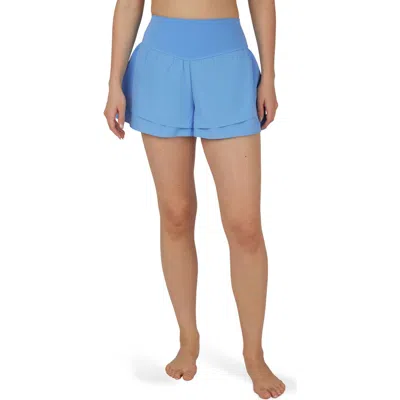 Yogalicious Lightstreme Flirty 2-in-1 Active Shorts In Little Boy Blue