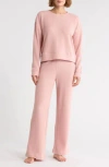 Yogalicious Long Sleeve Top & Pants Waffle Knit Pajamas In Pink