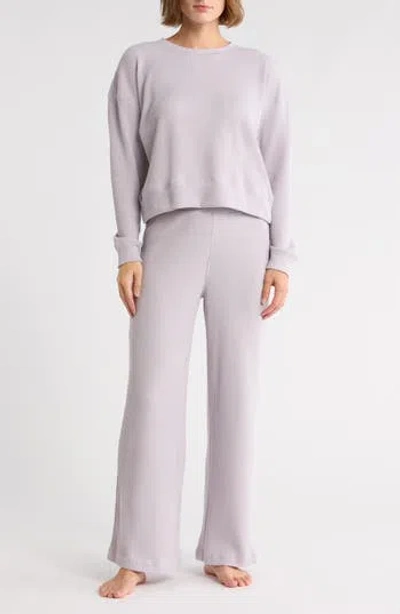 Yogalicious Long Sleeve Top & Pants Waffle Knit Pajamas In Purple