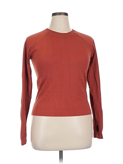 Pre-owned Yogalicious Long Sleeve Top Orange Crew Neck Tops