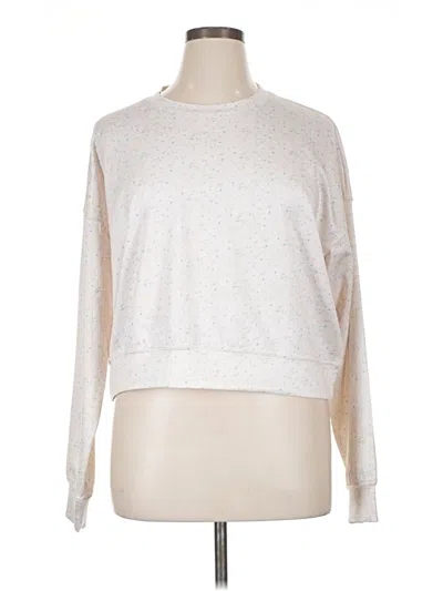 Pre-owned Yogalicious Long Sleeve Top Silver Polka Dots Pattern Crew Neck Tops