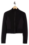 Yogalicious Lux Ascension Crop Fitted Mock Zip Jacket In Black