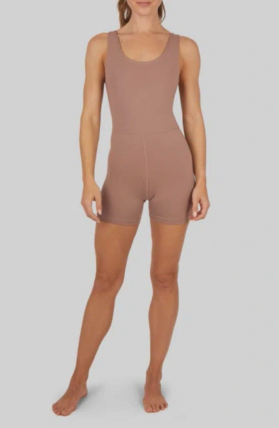Yogalicious Lux Core Endurance Romper In Brown