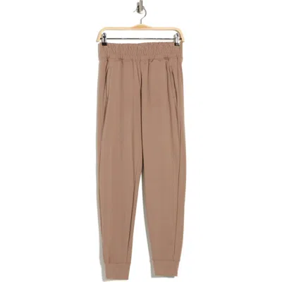Yogalicious Lux District Zip Pocket Joggers In Brown