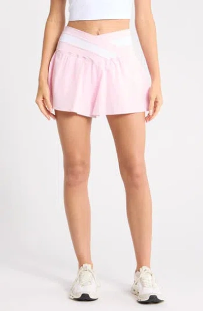 Yogalicious Lux Fiona Lightstreme Hybrid Crossover Waist Shorts In Pink