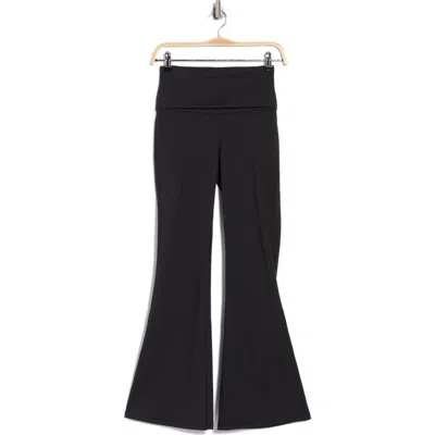 Yogalicious Lux Florence Foldover 7/8 Flare Leggings In Black