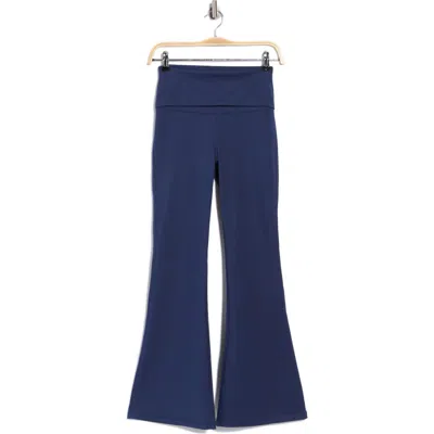 Yogalicious Lux Florence Foldover 7/8 Flare Leggings In Blue