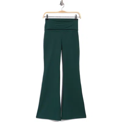 Yogalicious Lux Florence Foldover 7/8 Flare Leggings In Green
