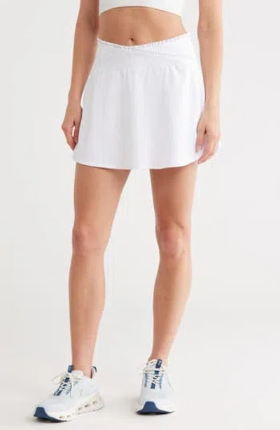Yogalicious Lux Kinsley Ruffle Crossover Waist Skort In White