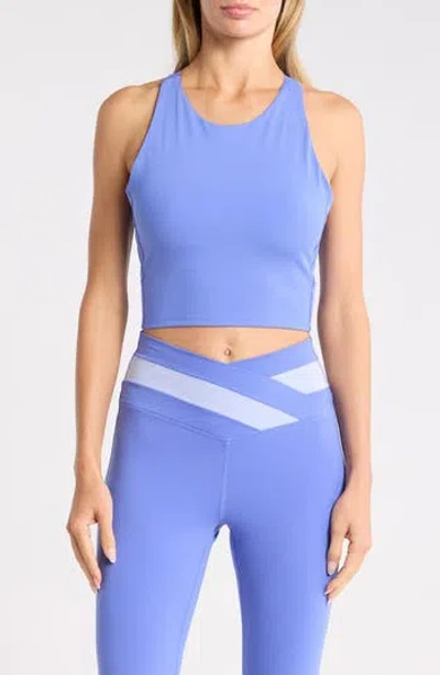 Yogalicious Lux Leblanc High Neck Crop Tank In Blue
