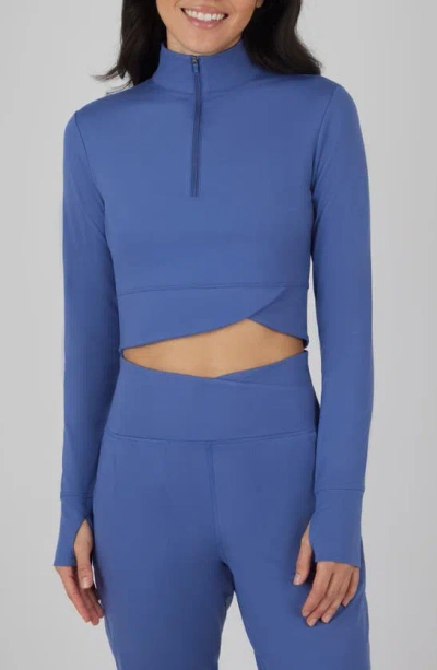 Yogalicious Lux Nola Half Zip Pullover In Gray Blue