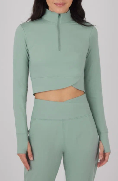 Yogalicious Lux Nola Half Zip Pullover In Green