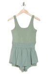 Yogalicious Lux Pati Hybrid Skort Romper In Green Milieu