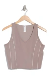 Yogalicious Lux Race Me Piped Crop Tank In Satellite-nacreous Cloud