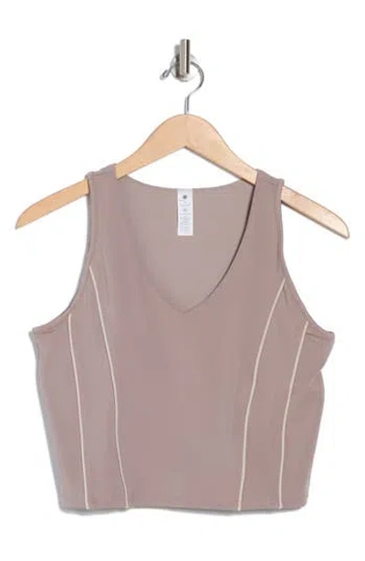 Yogalicious Lux Race Me Piped Crop Tank In Satellite-nacreous Cloud